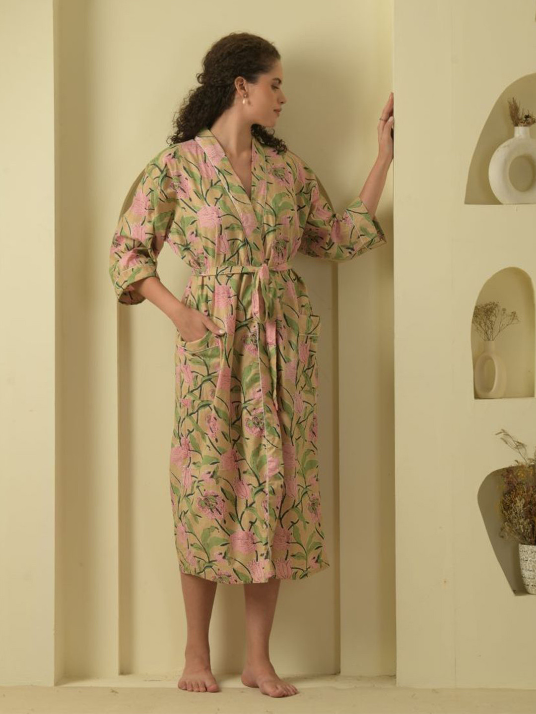 The Quince Life High on Hibiscus Robe with belt