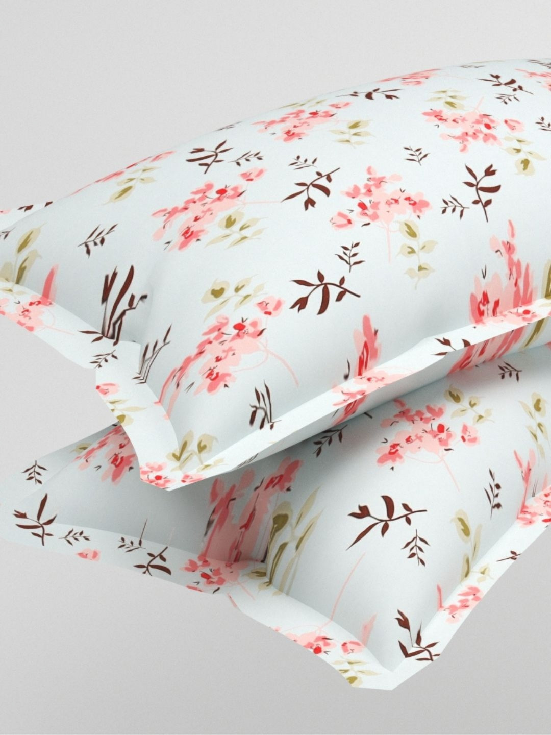 bsb home Blue And Pink 2 Pieces Self Design Pure Cotton Rectangle Pillow Covers