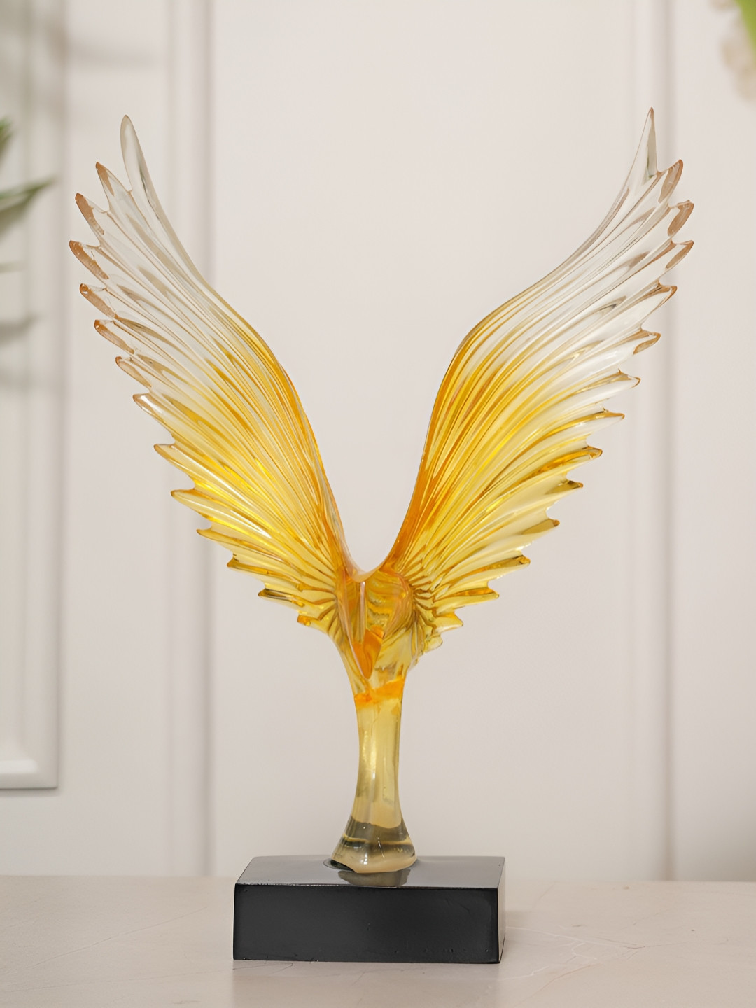 HOME 360 Wings Orange Polyresin Natural Living Room Medium Showpiece - 2.8 Inches