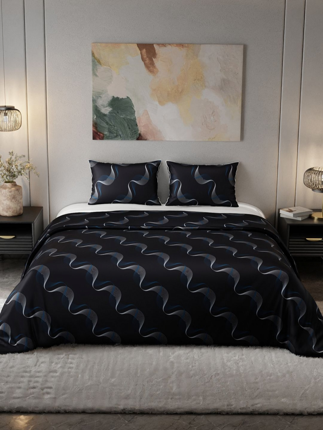 Stoa Paris Teal Geometric AC Room 150 GSM Double Bed Comforter