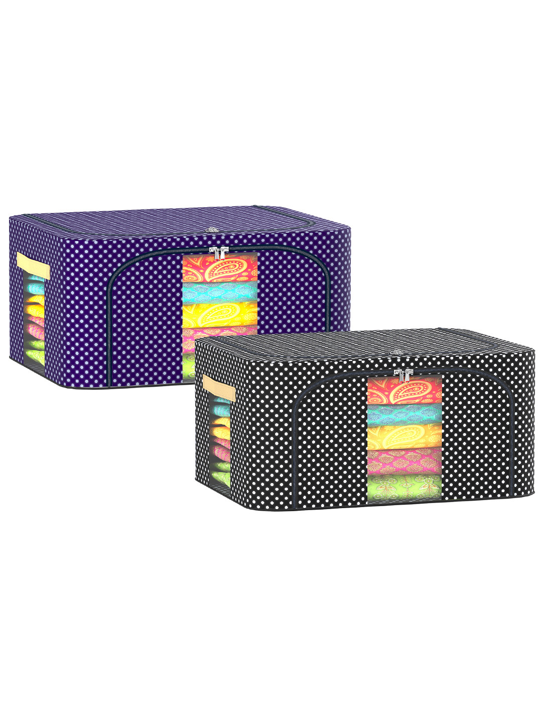 Aura Blue & Black 2 Pcs 24 Liter Wardrobe Parachute Steel Frame Storage Drawer Organizer