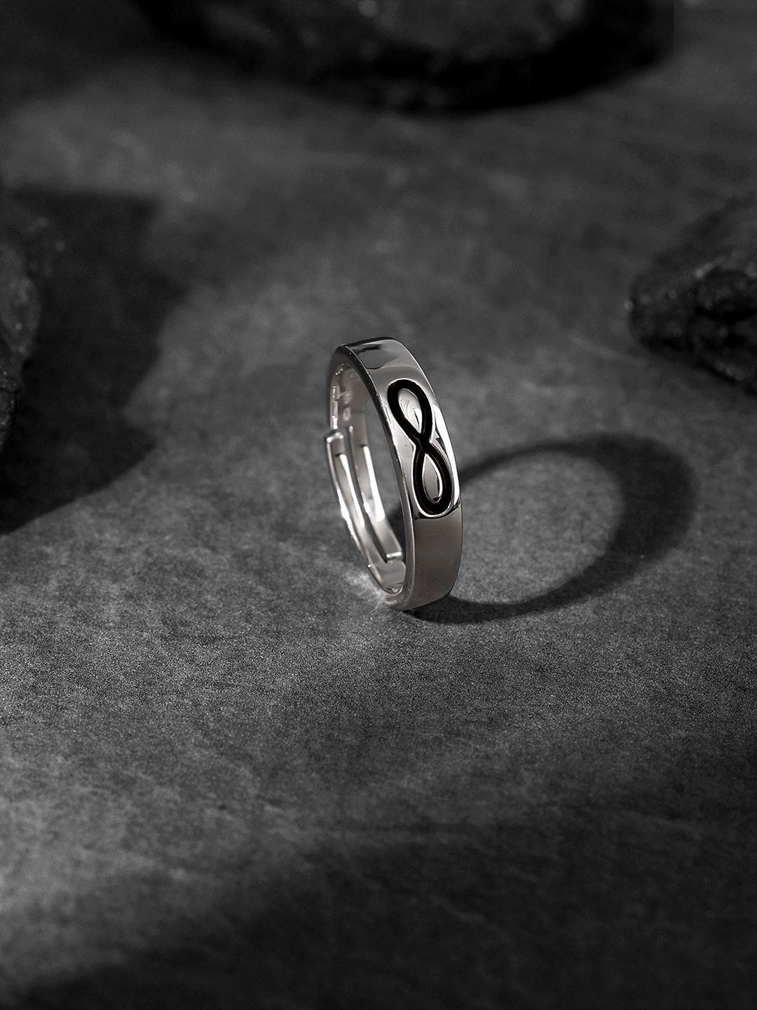 GIVA 925 Silver Rhodium-Plated Eternal Connection Ring For Him Adjustable Indian 17
