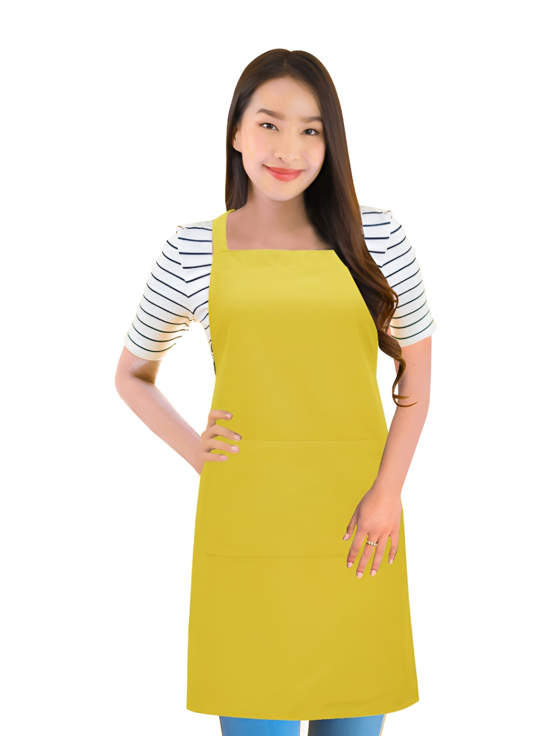 HOME COLORS.IN Yellow Cotton Breathable Water & Oil Resistant Kitchen Apron
