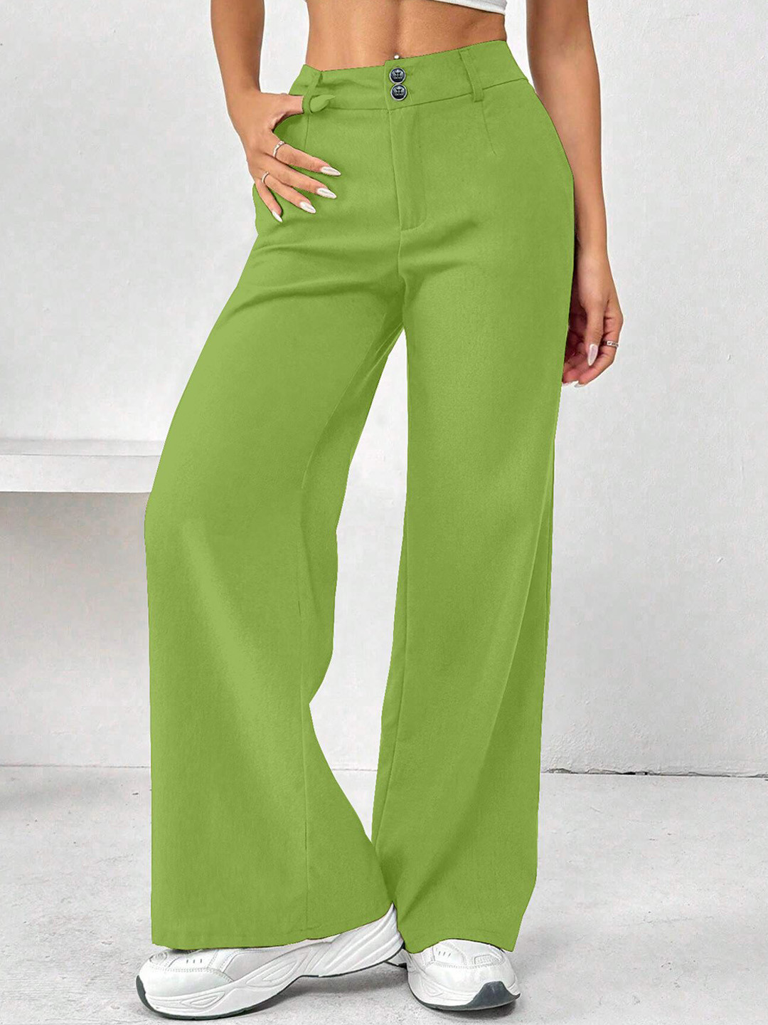 RAJOVATI Women High-Rise Flared Bootcut Trousers
