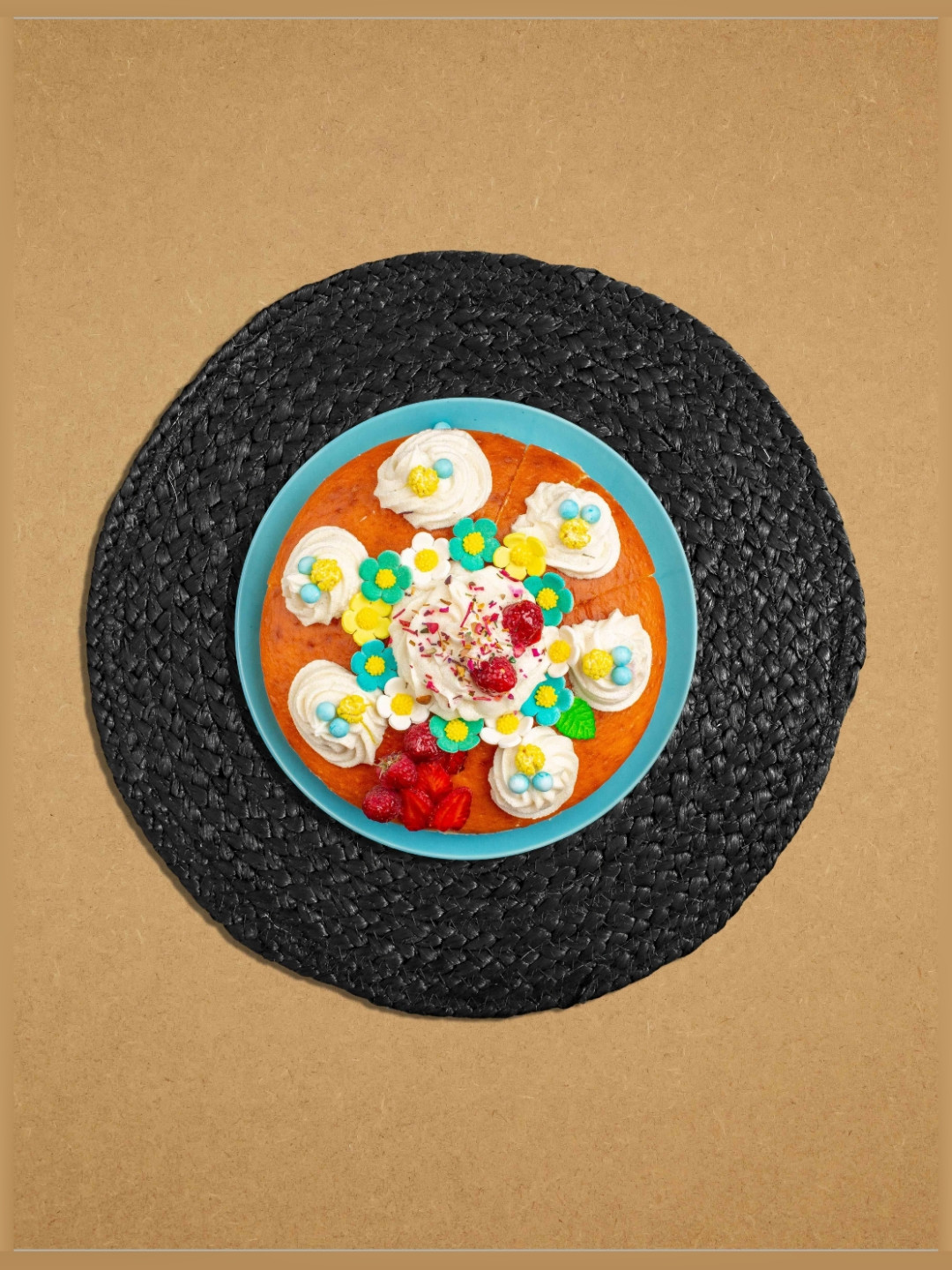 PAROKSH Black & Orange Braided Jute Reversible Round Table Placemat