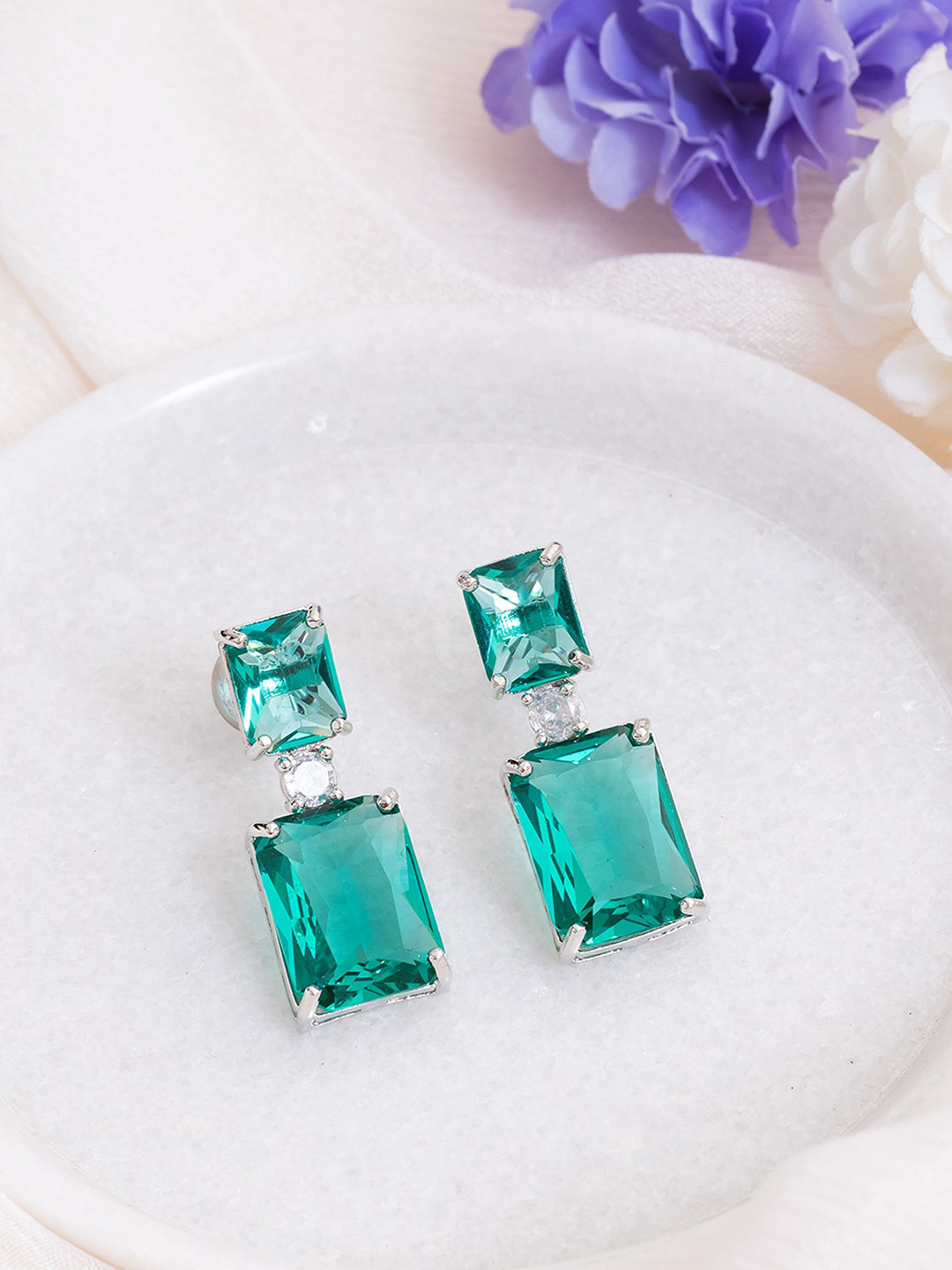Manikya Square Studs Earrings