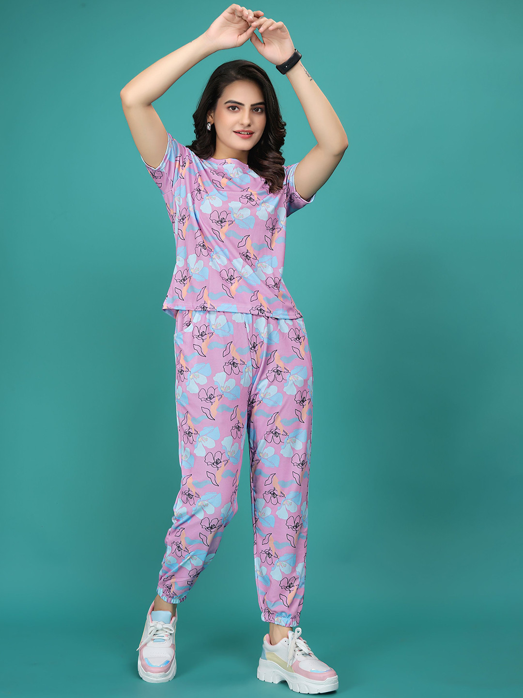 JK Creation Printed Round Neck T-Shirt With Jogger