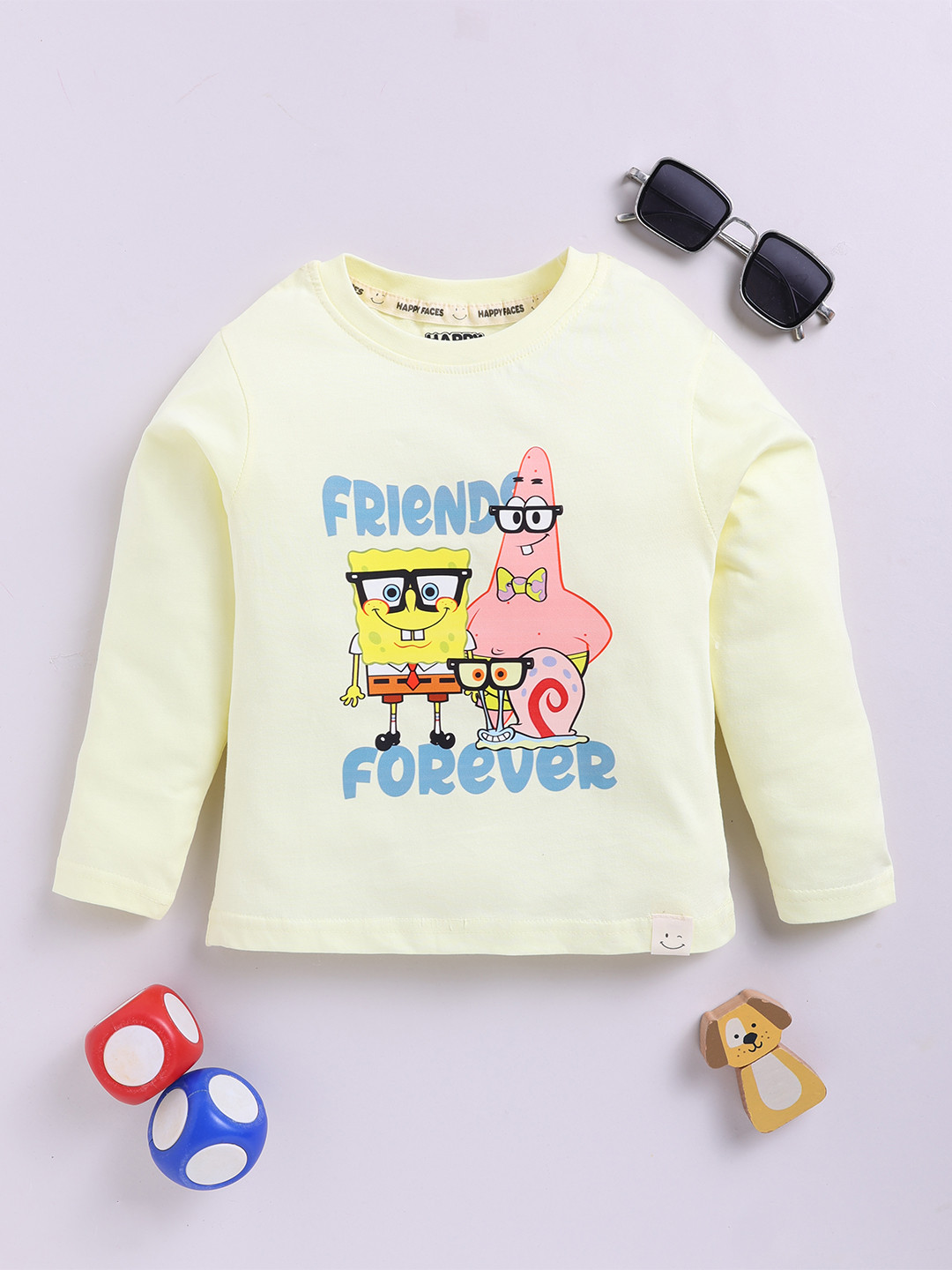 Happy Faces Boys Spongebob Printed Pure Cotton T-shirt