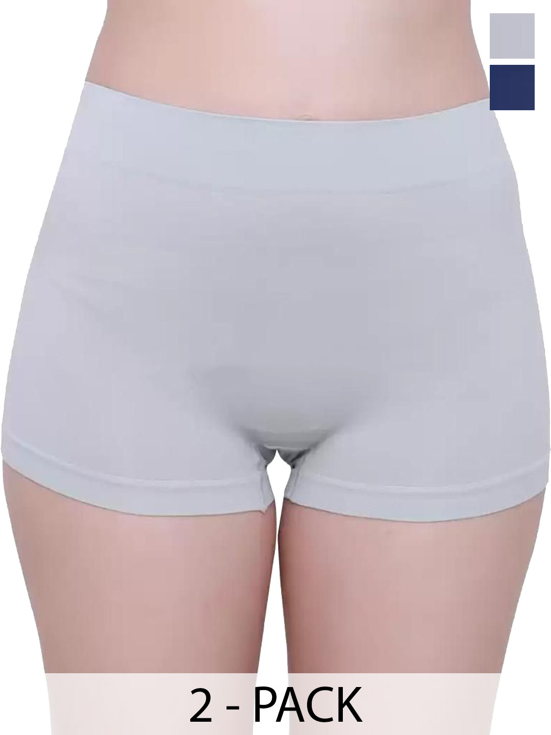 SHREE GANESH FASHION Pack Of 2 Cotton Plus Size Hipster Briefs 4603-GR-BL-002-S