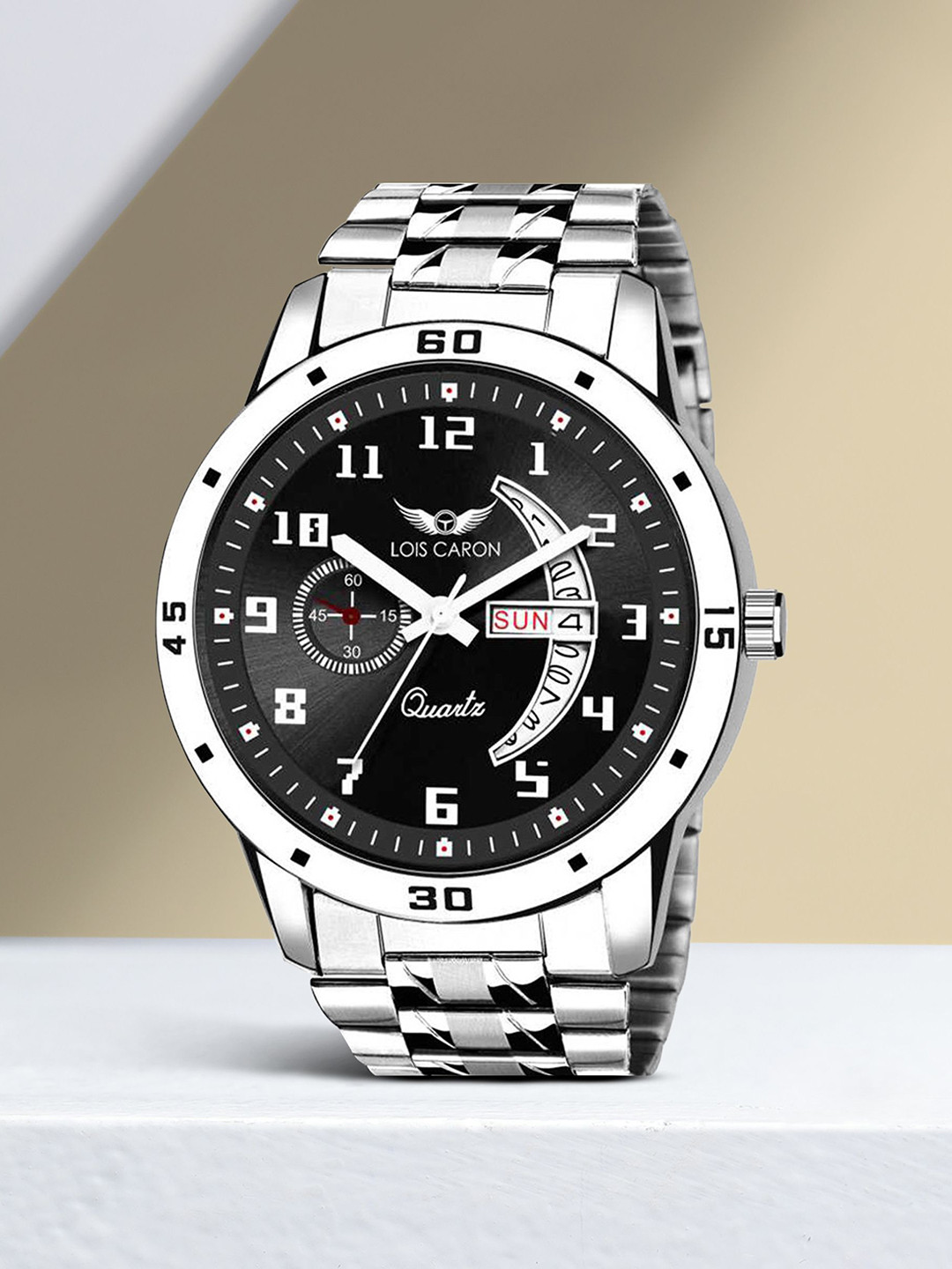 LOIS CARON Unisex Dial & Stainless Steel Bracelet Style Straps Analogue Watch LCS_8190