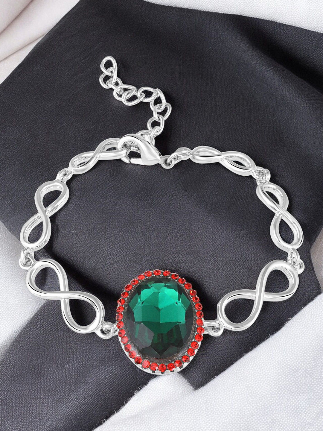 Mahi Infinity Bracelet with Green Oval Stone