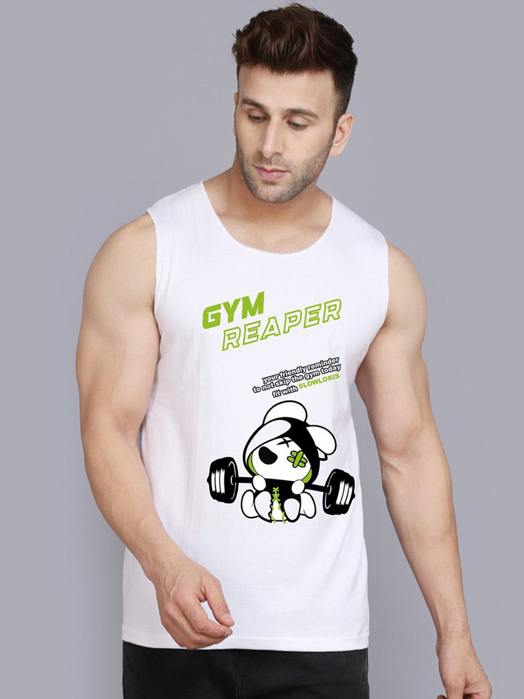 SLOWLORIS Men Printed Super Cotton Gym Vest