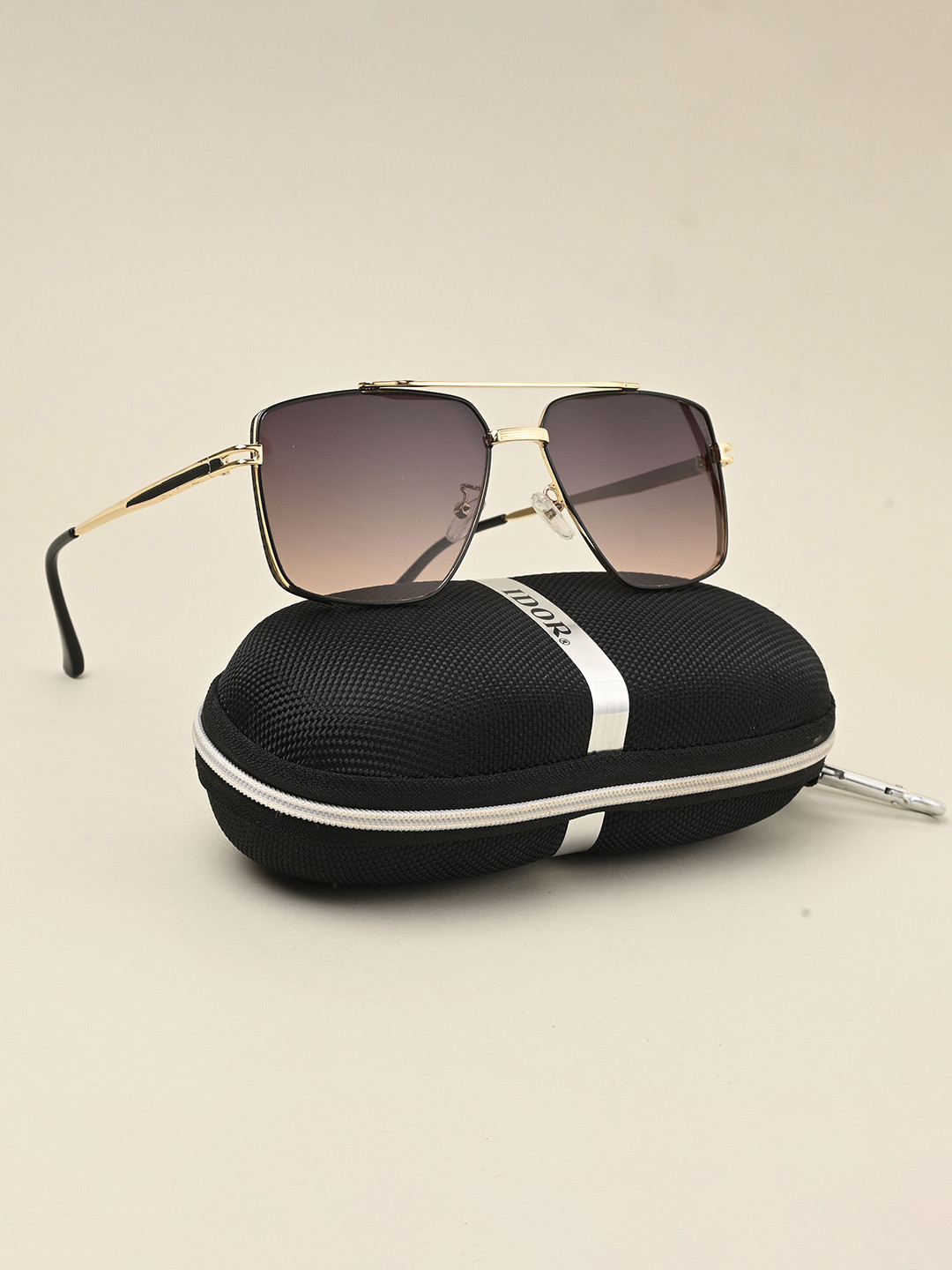 IDOR Unisex Square Sunglasses with UV Protected Lens IDOR-2411-GRDPUR