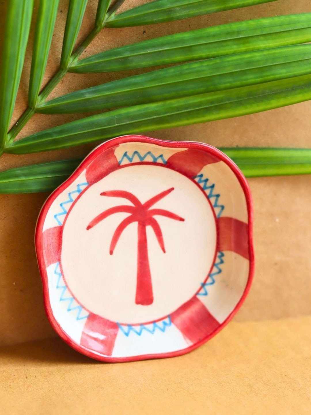 WEAVING HOMES Red & White Ceramic Easy to Clean Dessert Plate