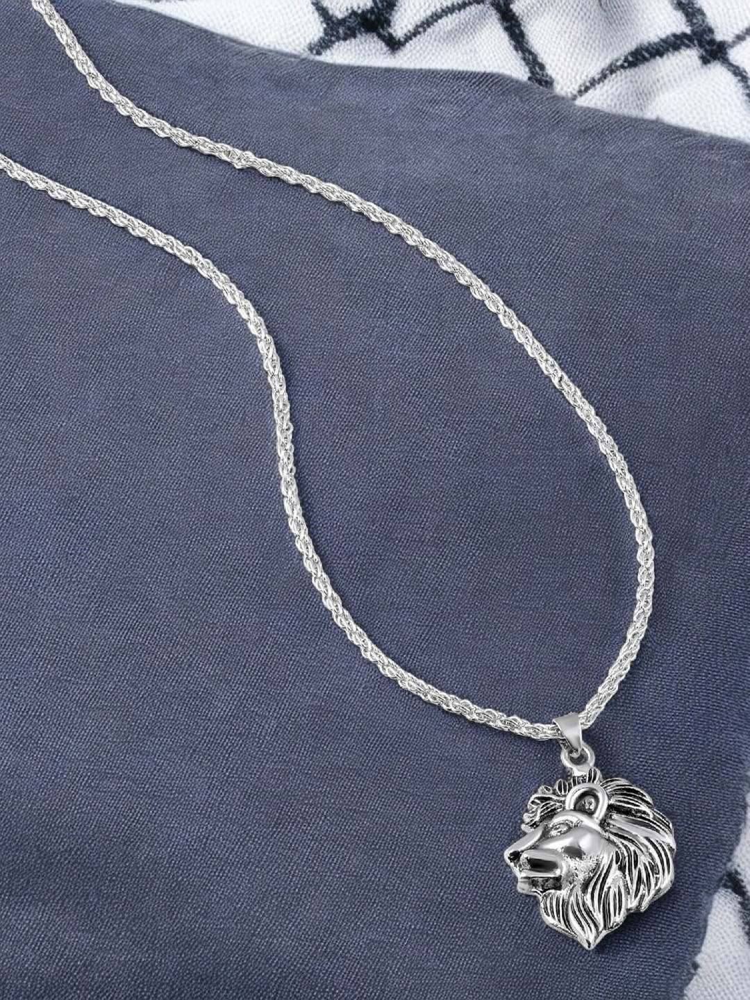 Mahi Lion-Head-Shaped Pendant with Chain