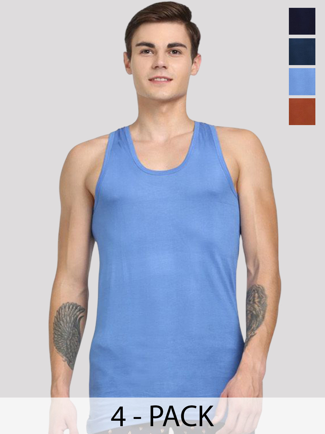 Rupa Jon Men Pack Of 4 Scoop Neck Undershirt Vests