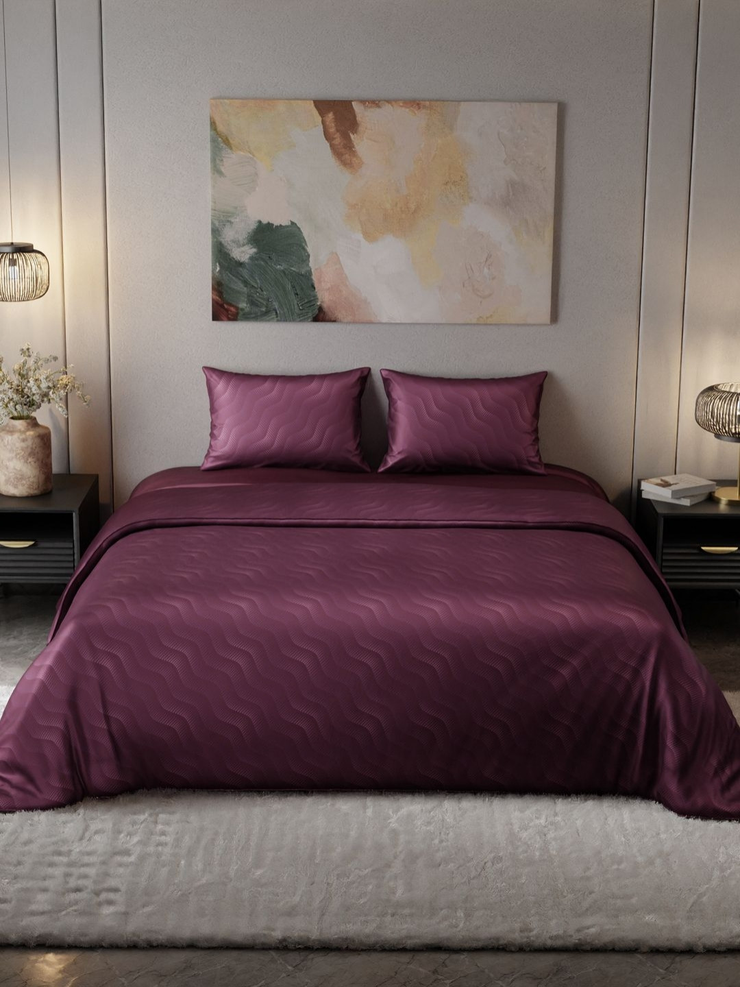 Stoa Paris Noir Maroon Printed AC Room 150 GSM Double Bed Comforter