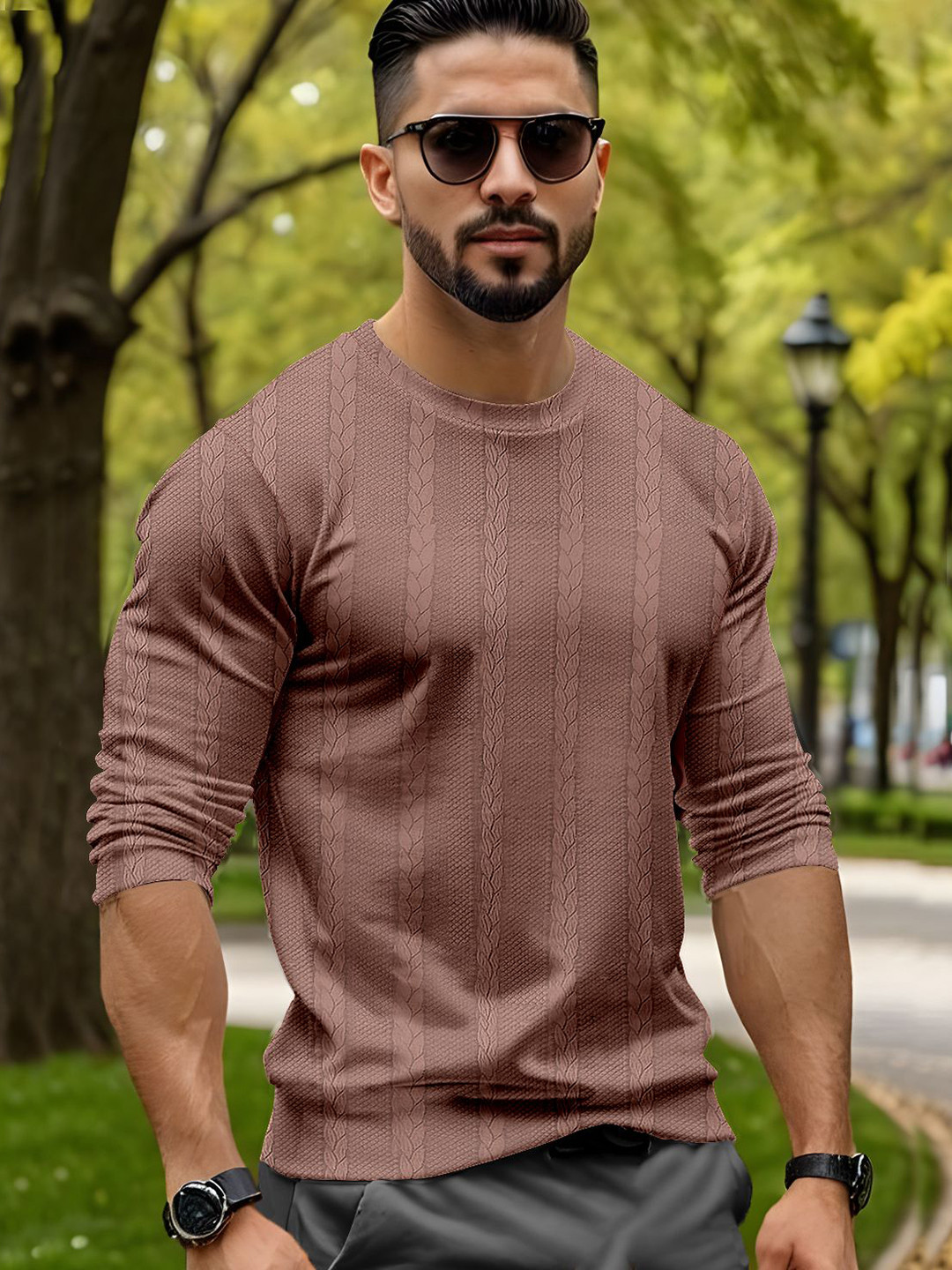 Force Men Striped V-Neck Pockets T-shirt