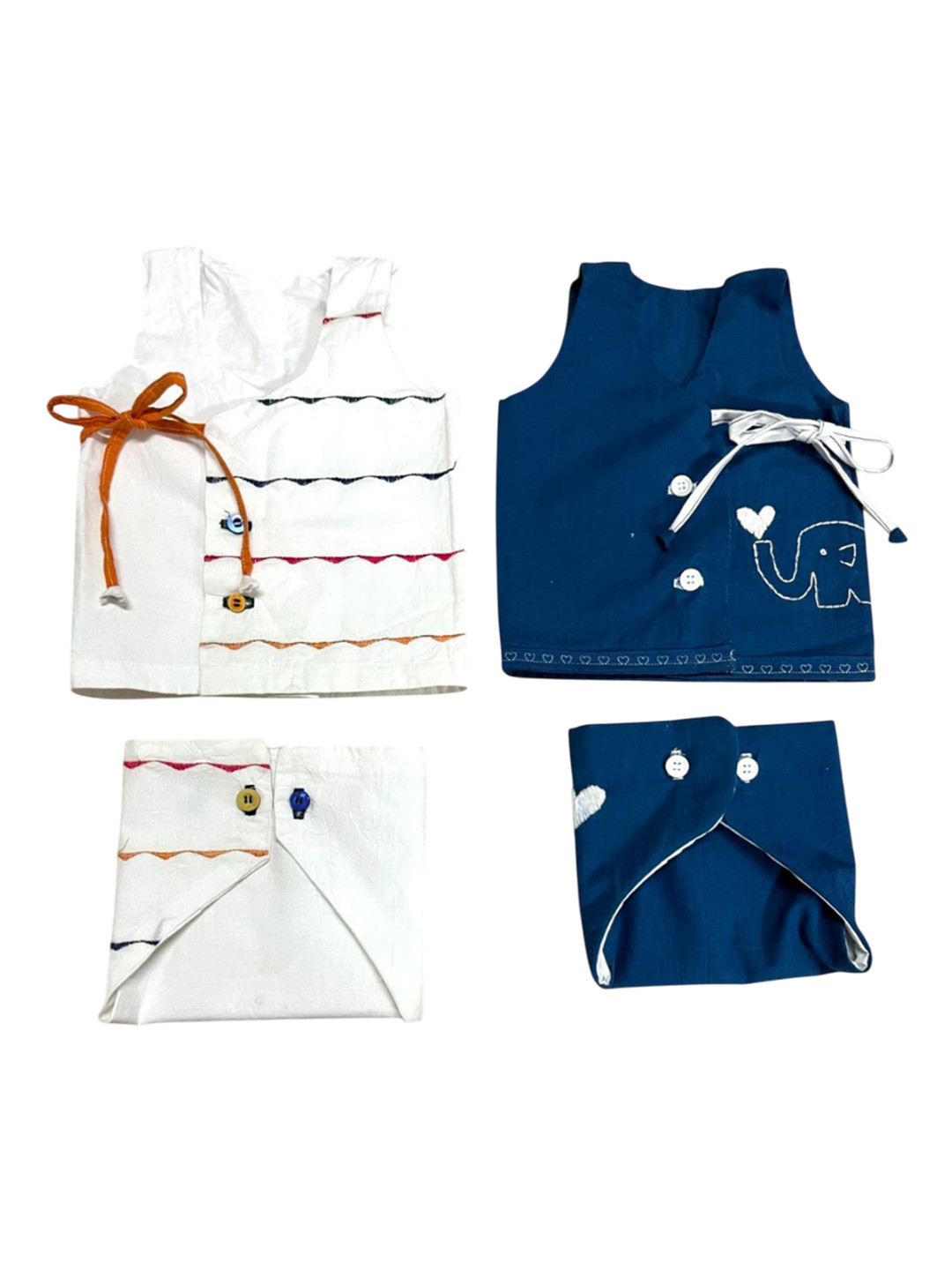 BAESD Kids Pack Of 2 Cotton Muslin Jhablas With Nappy AJHCOM2BL0002