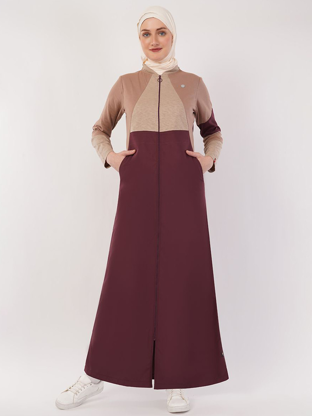 IDH London Color-Blocked Pure Cotton Collar Neck Jilbab Burqa