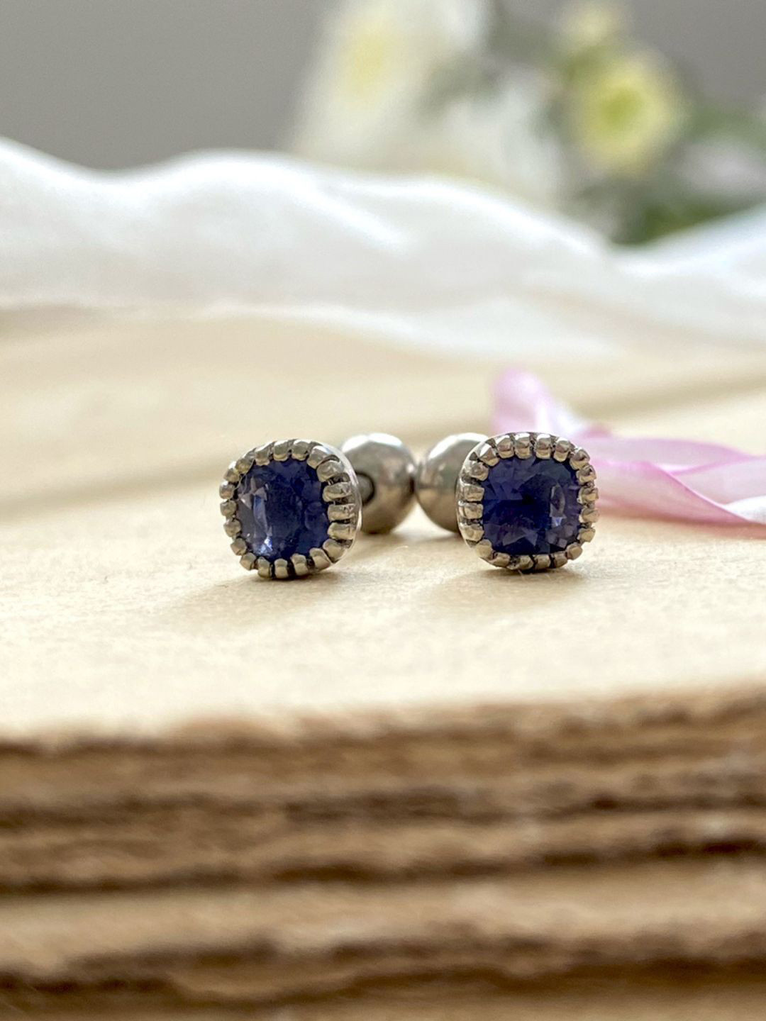 Boldiful Sterling Silver Artificial Stones Studded Square Shaped Studs