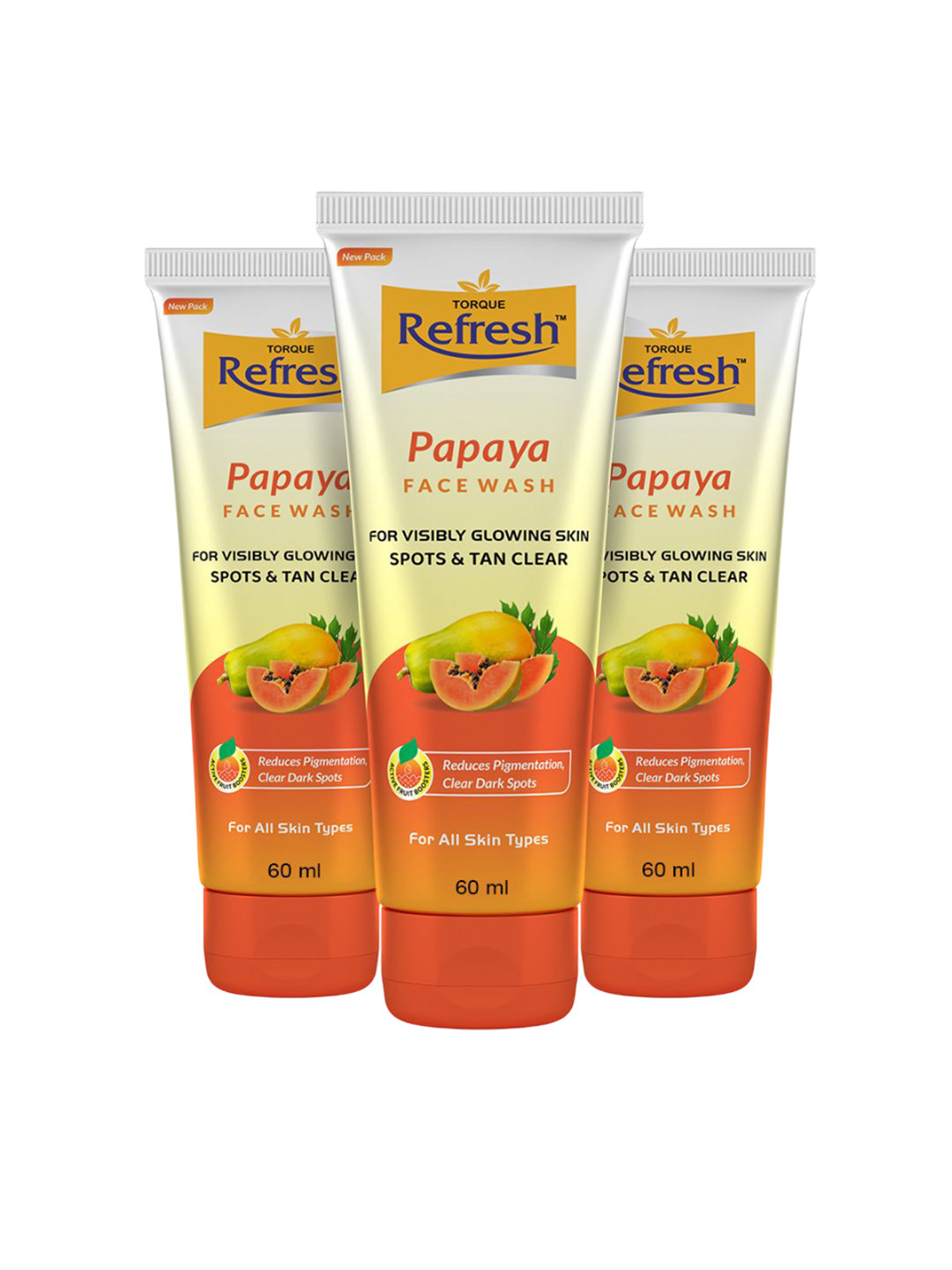Torque Set of 3 Papaya Face Wash With Active Fruit Boosters For Visibly Glowing Skin 50ml