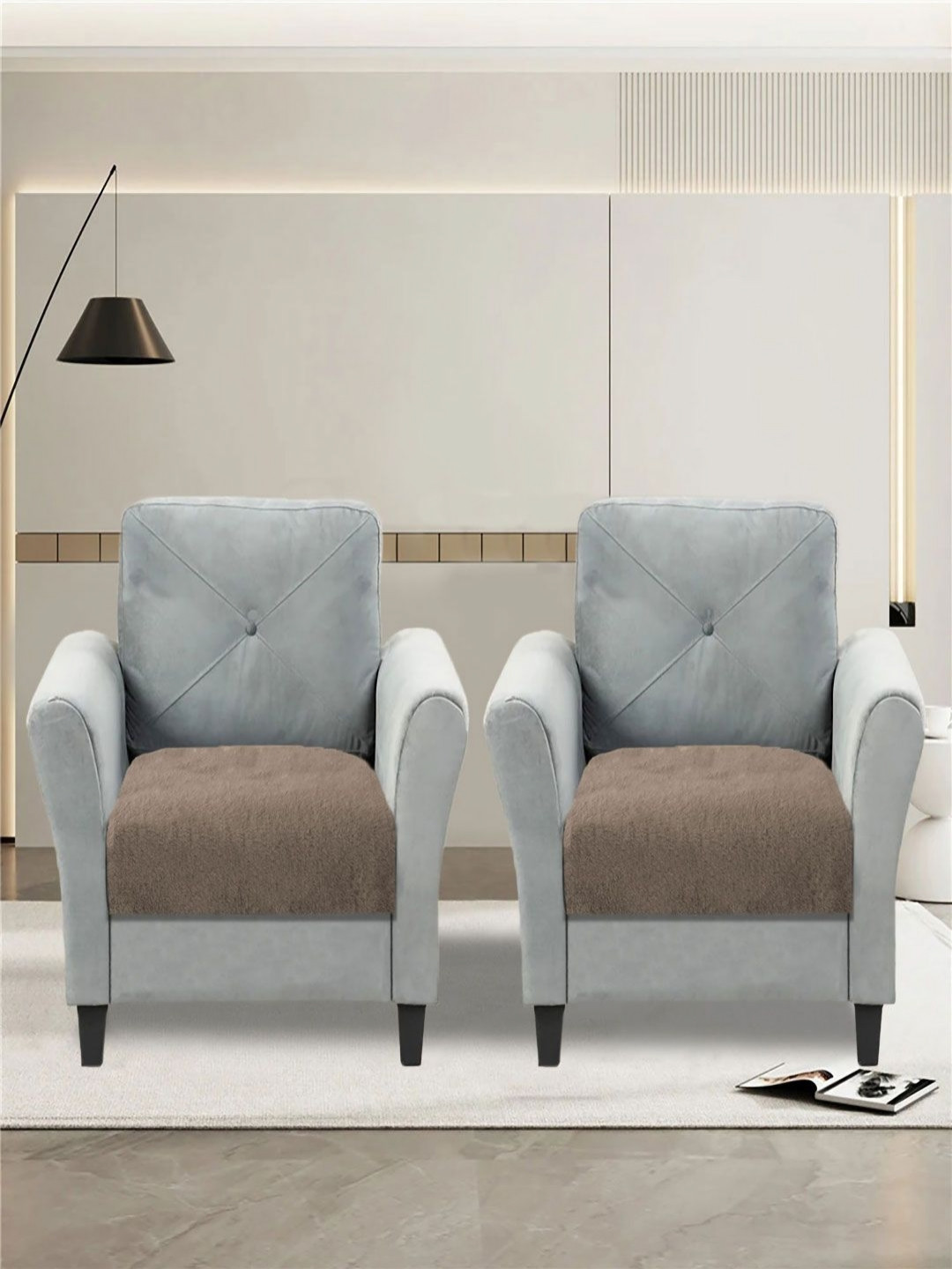 LUXEHOME INTERNATIONAL Taupe Solid 2 Pieces 2 Seater Sofa Covers