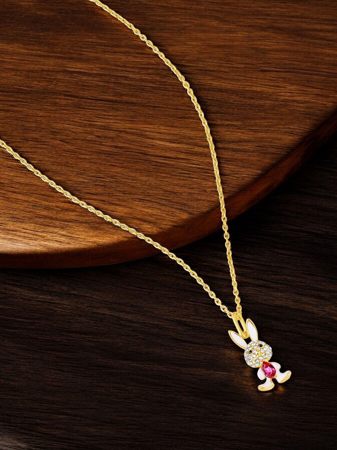 Mahi Rabbit-Shaped Studded Pendant chain Necklace