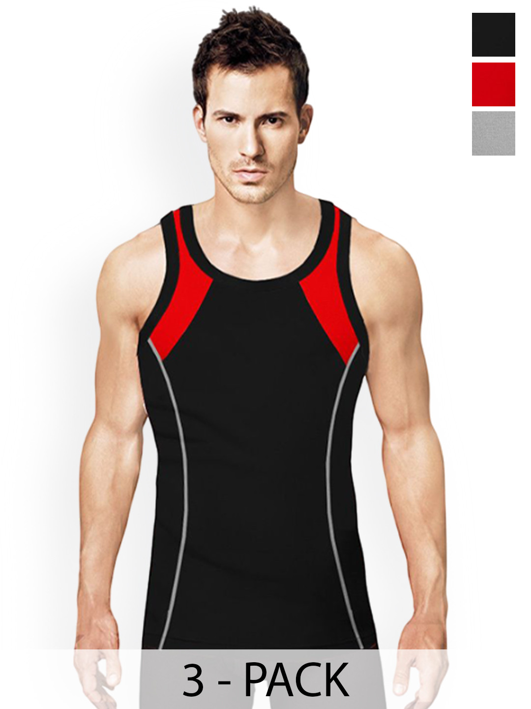 Rupa Hunk Men Pack Of 2 Assorted Colourblocked Pure Cotton Gym Vests