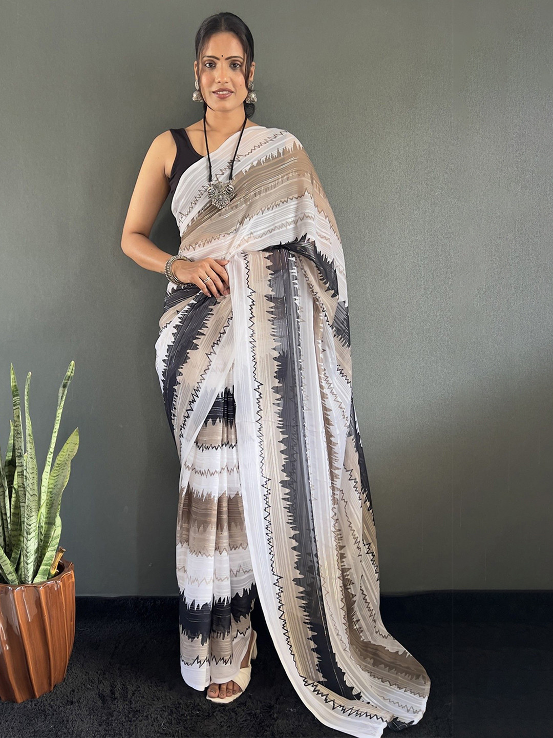 LeeliPeeri Designer Printed Daily Nylon Saree With Unstitched Blosue Piec