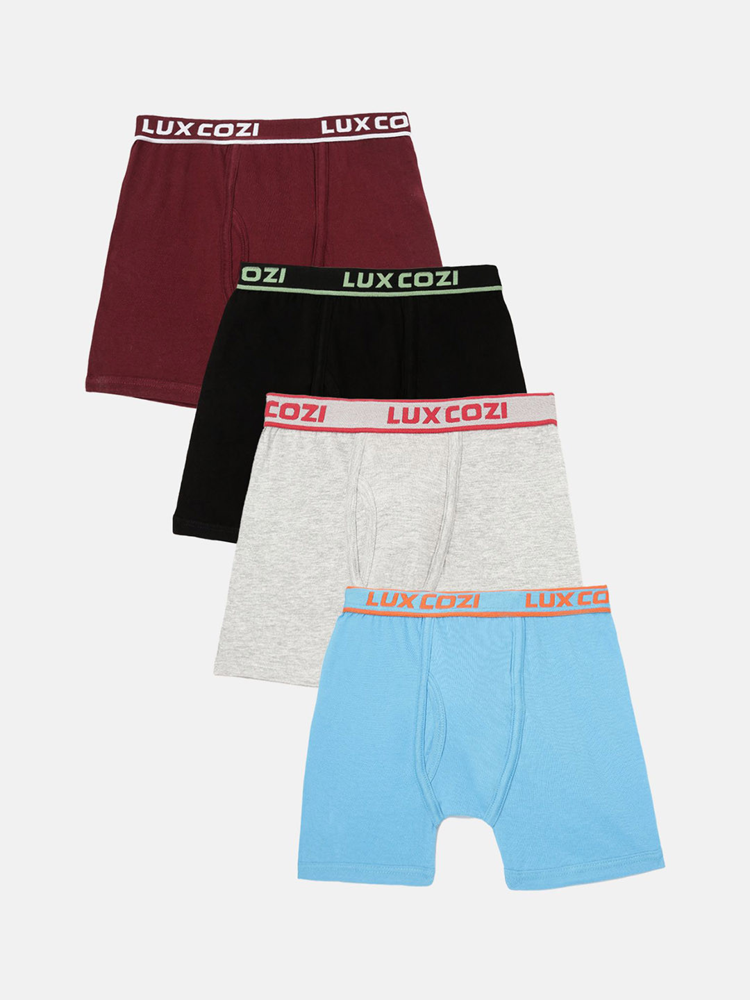 Lux Cozi Boys Pack Of 4 Pure Cotton Trunks BIGSHT_BOYS_LONG_PL_OE_TRUNK_AST_4PC