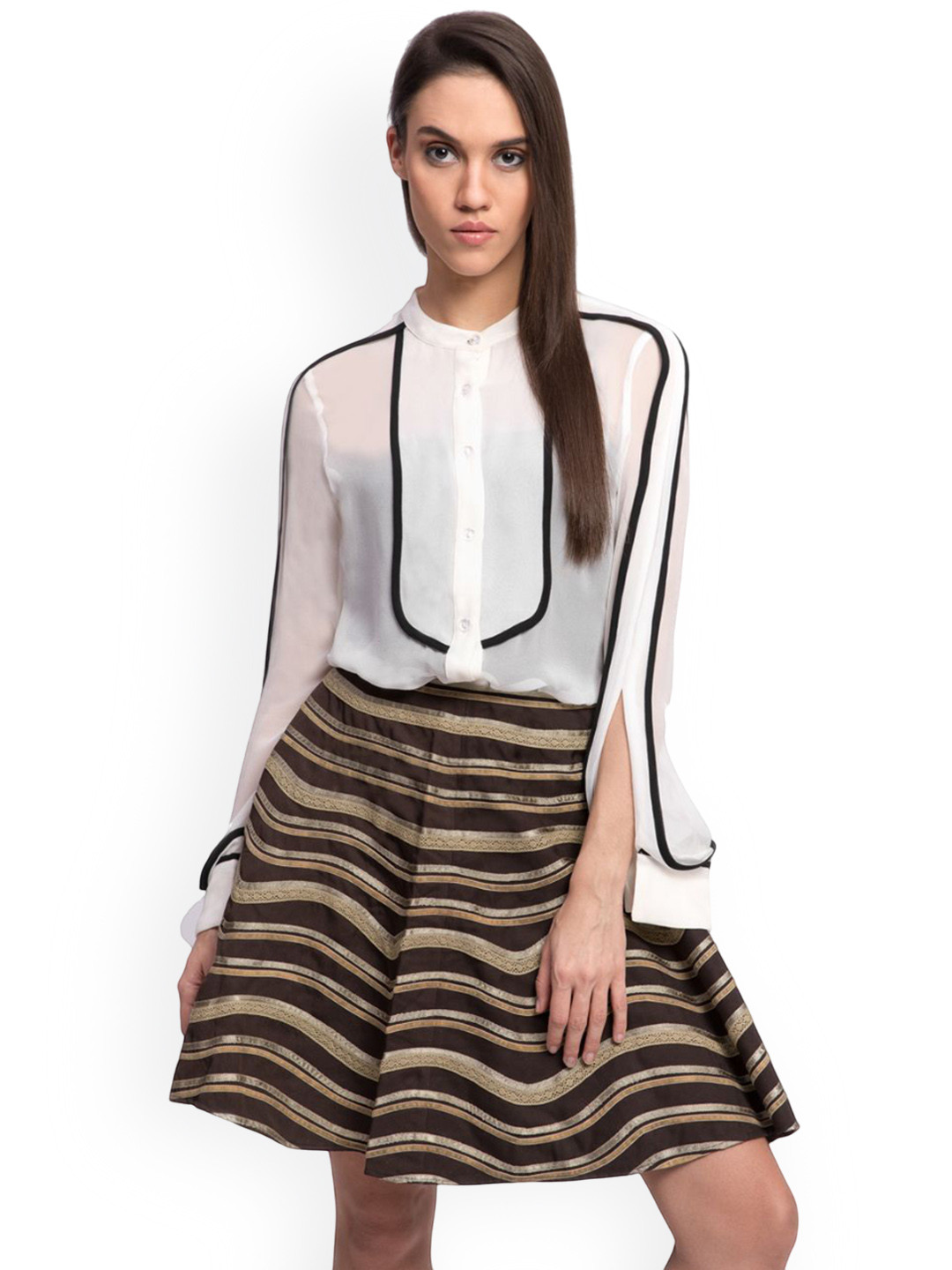 The Sancy Striped Flared Above Knee Skirt