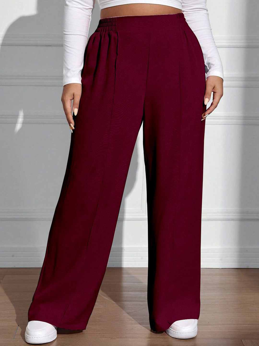 CORSICA Women Smart High-Rise Easy Wash Pleated Wide Leg Trousers