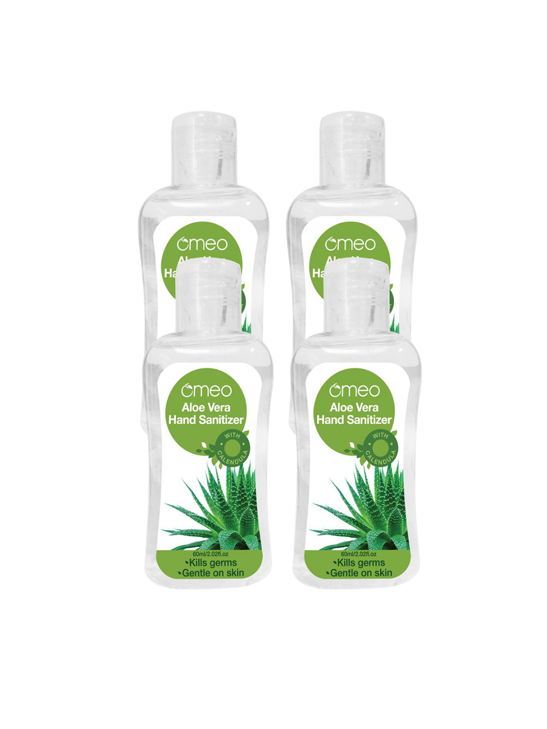 Omeo Set Of 4 Aloe Vera Pocket Hand Sanitizer Gel With Calendula - 60 ml Each