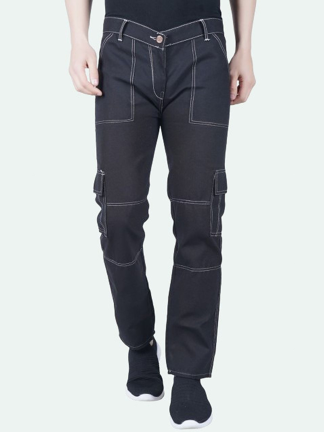 LINARIA Men Classic Slim Fit Clean Look Dark shade Cargo Styles Jeans