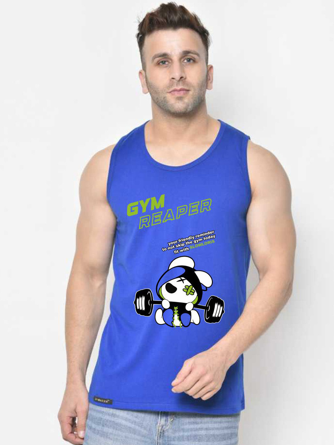 SLOWLORIS Men Printed Super Combed Cotton Sleeveless Gym Vest