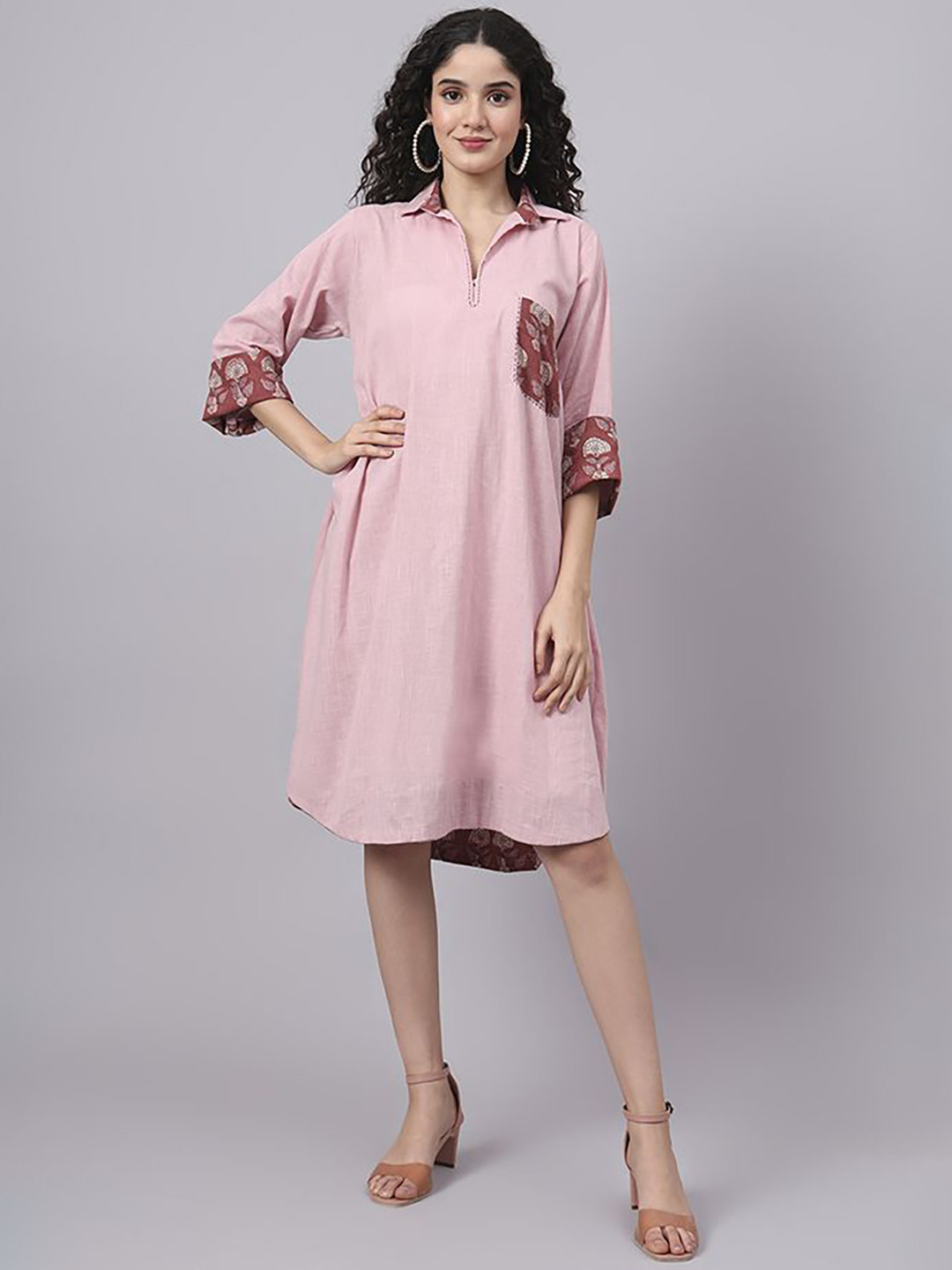 THE SAFFRON SAGA Printed A-Line Dress