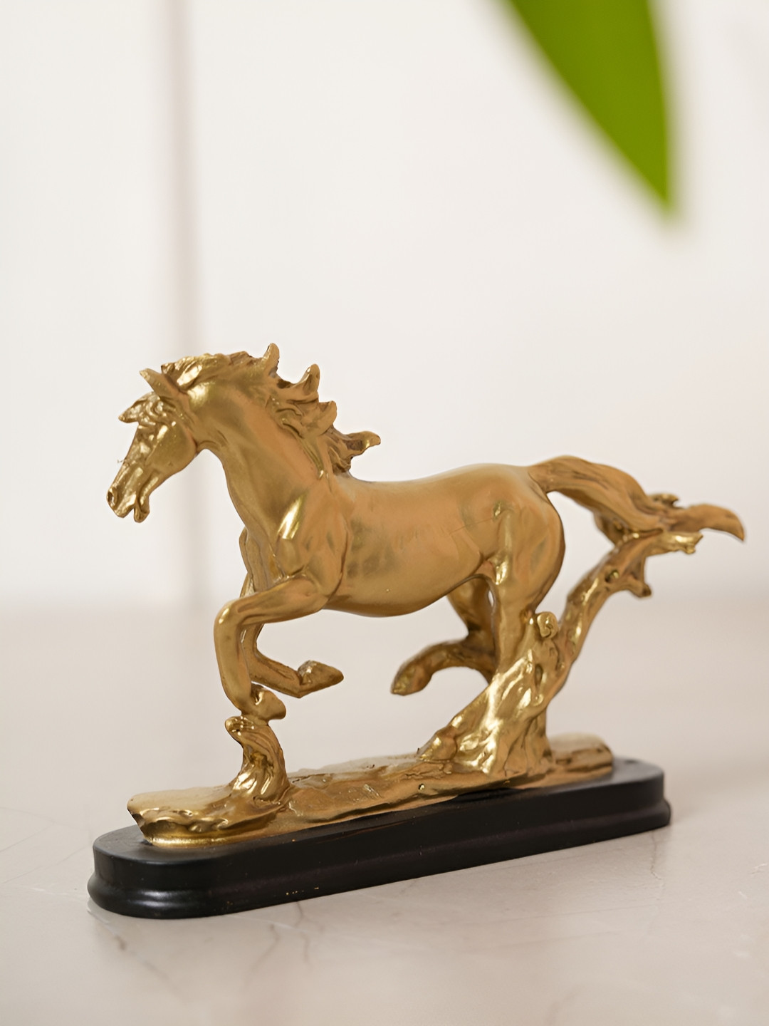 HOME 360 Running Horse Gold Polyresin Metallic Living Room Medium Showpiece - 3.9 Inches