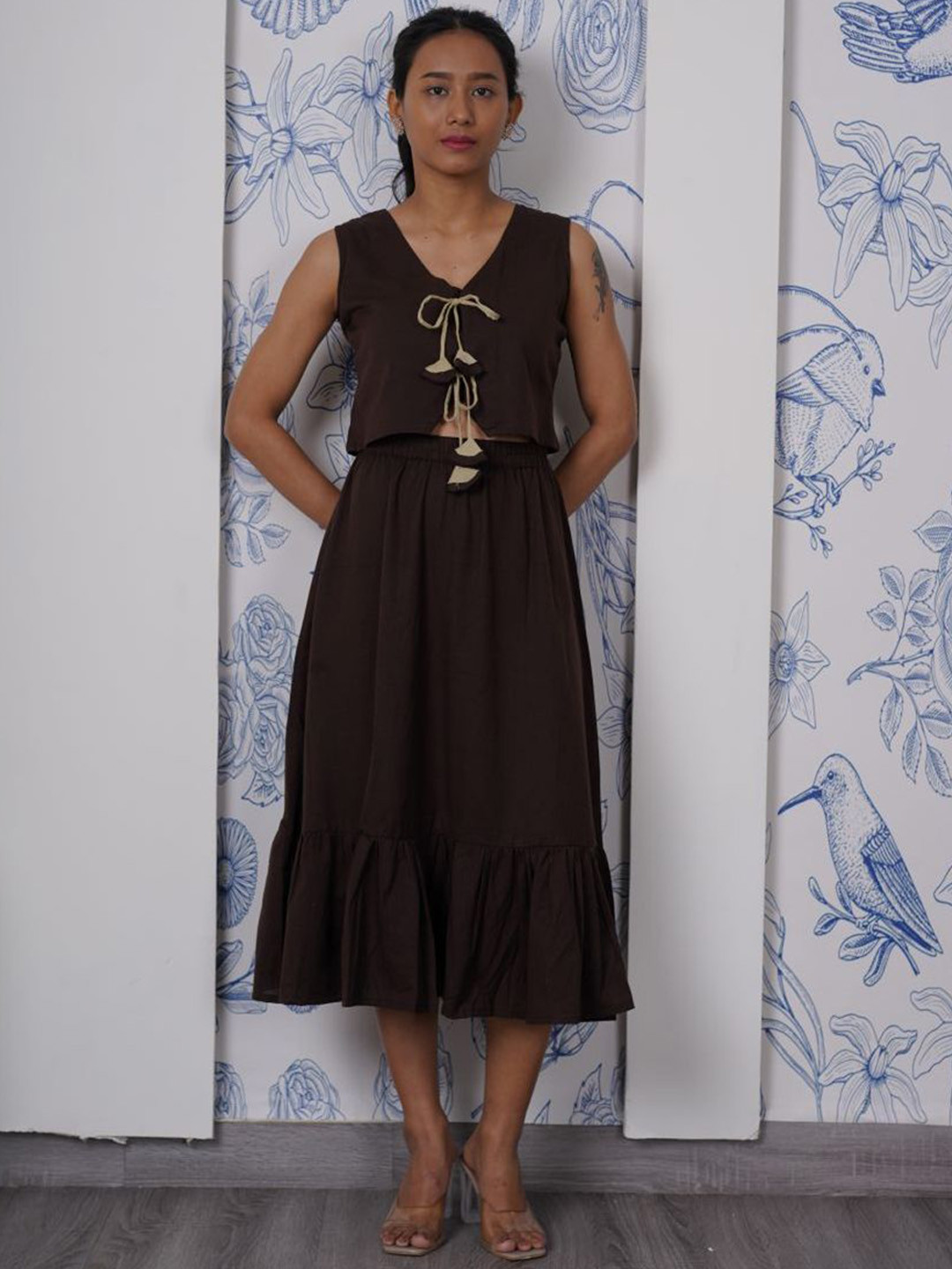 The Quince Life Cocoa Dusk Pure Cotton Skirt Set