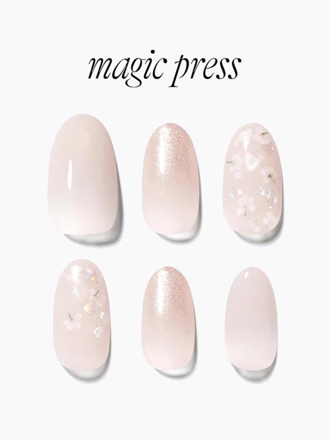 Dashing Diva 30-Tips Magic Press False Nails with Super Strong Adhesive - White Marble