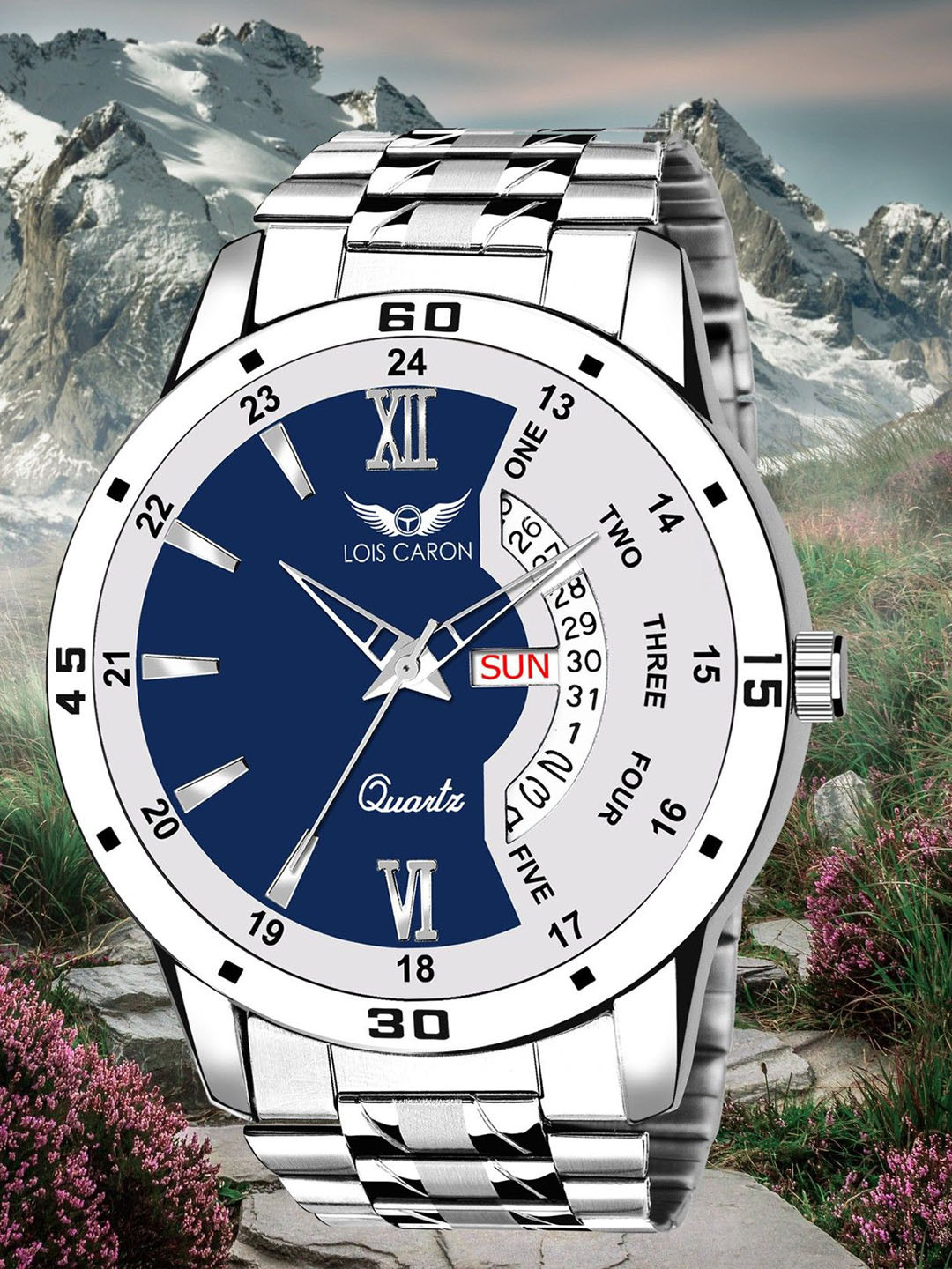 LOIS CARON Unisex Round Dial & Stainless Steel Straps Analogue Watch LCS_8246