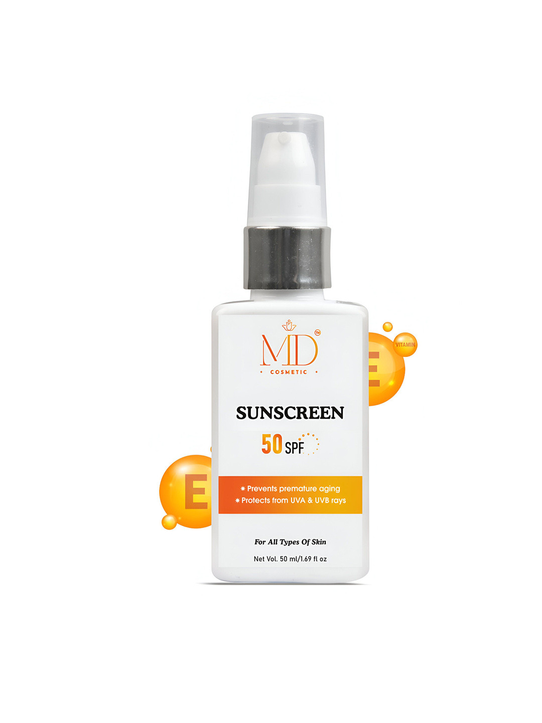 MD COSMETIC Vitamin E Sunscreen 50 SPF For Sun Protection- 50 ml