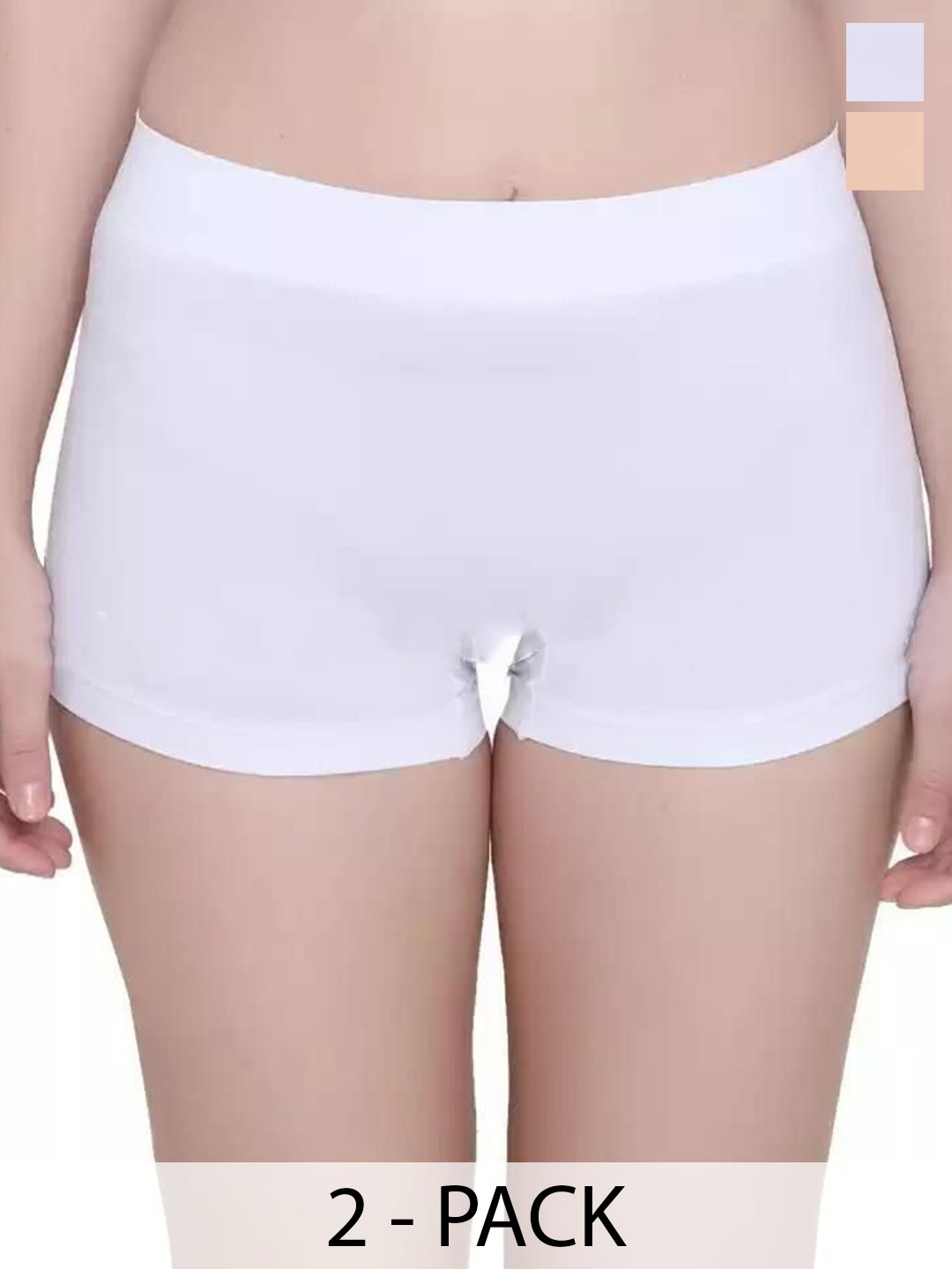 SHREE GANESH FASHION Pack Of 2 Mid-Rise Boy Shorts Briefs 4603-WH-CR-002-S