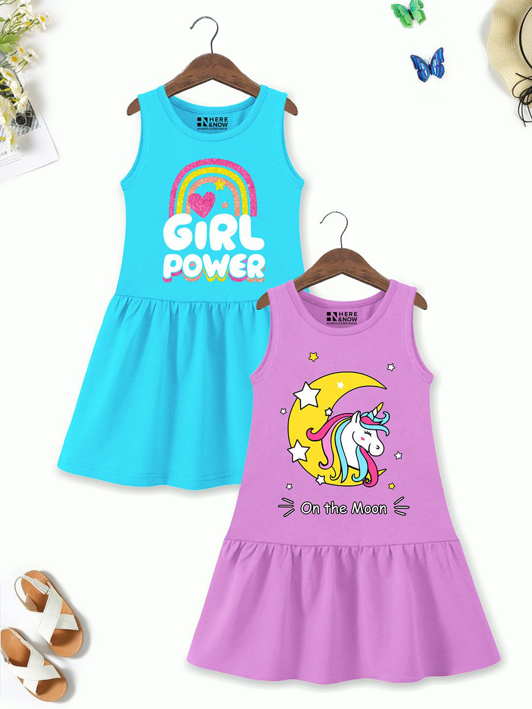 HERE&NOW Pack Of 2 Graphic Print A-Line Dress