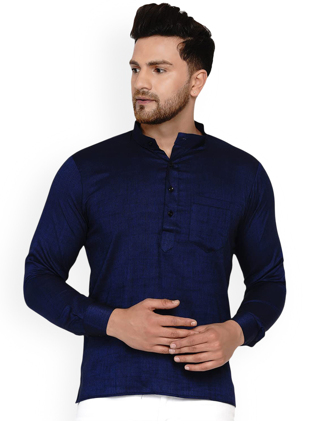 VEERA PARIDHAAN Band Collar Straight Short Kurta