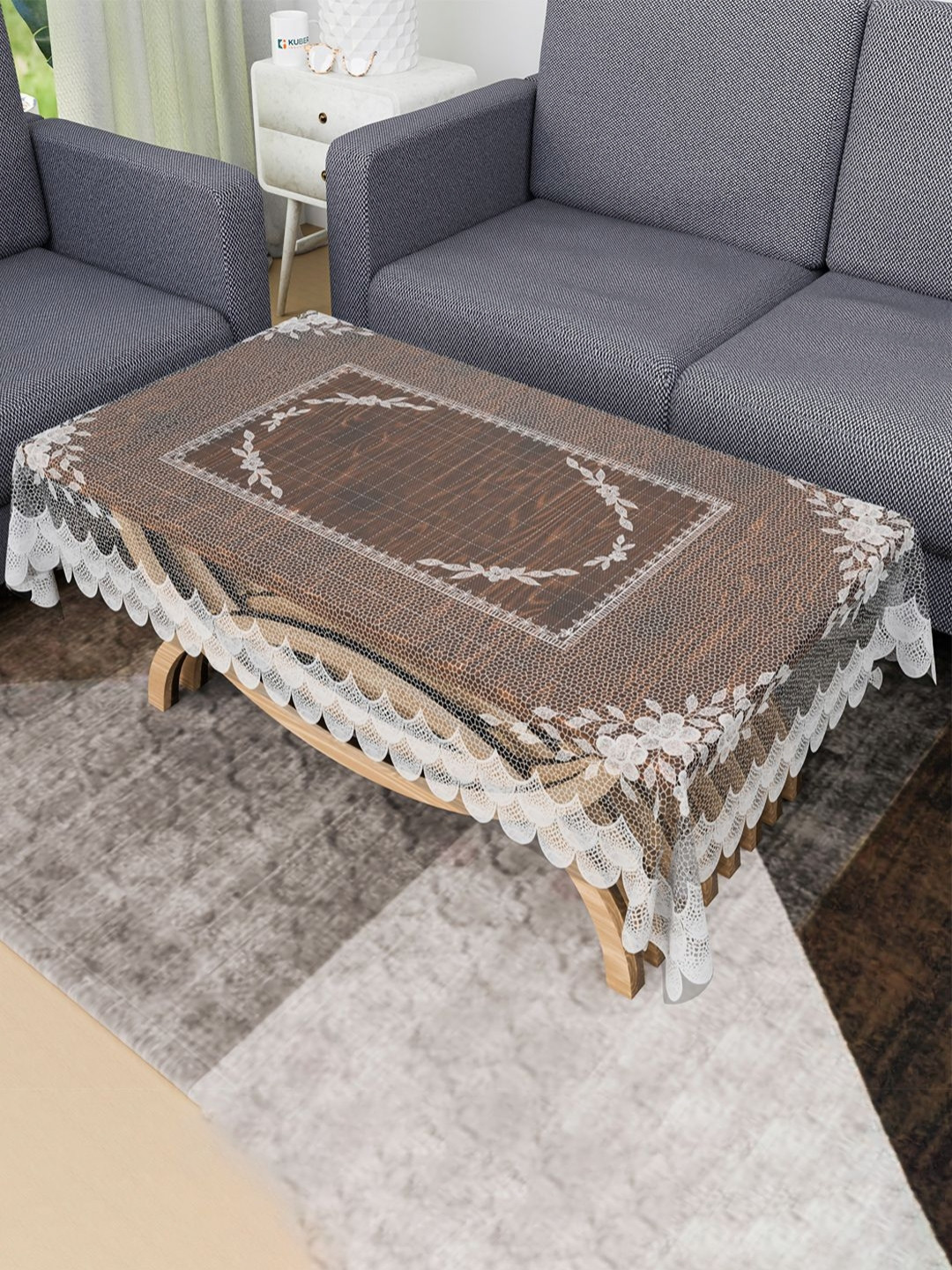 Aura White Floral Textured Waterproof 4-Seater Rectangle 1.48 m x 0.98 m PVC Table Cover