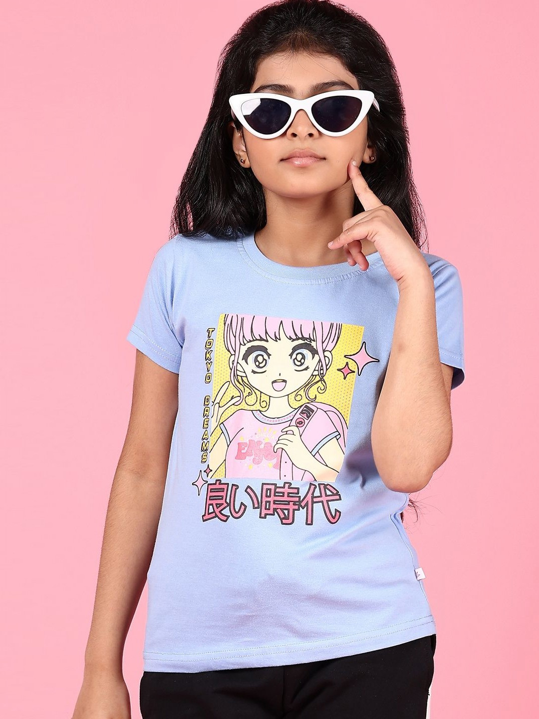 V-Mart Girls Printed Extended Sleeves T-shirt