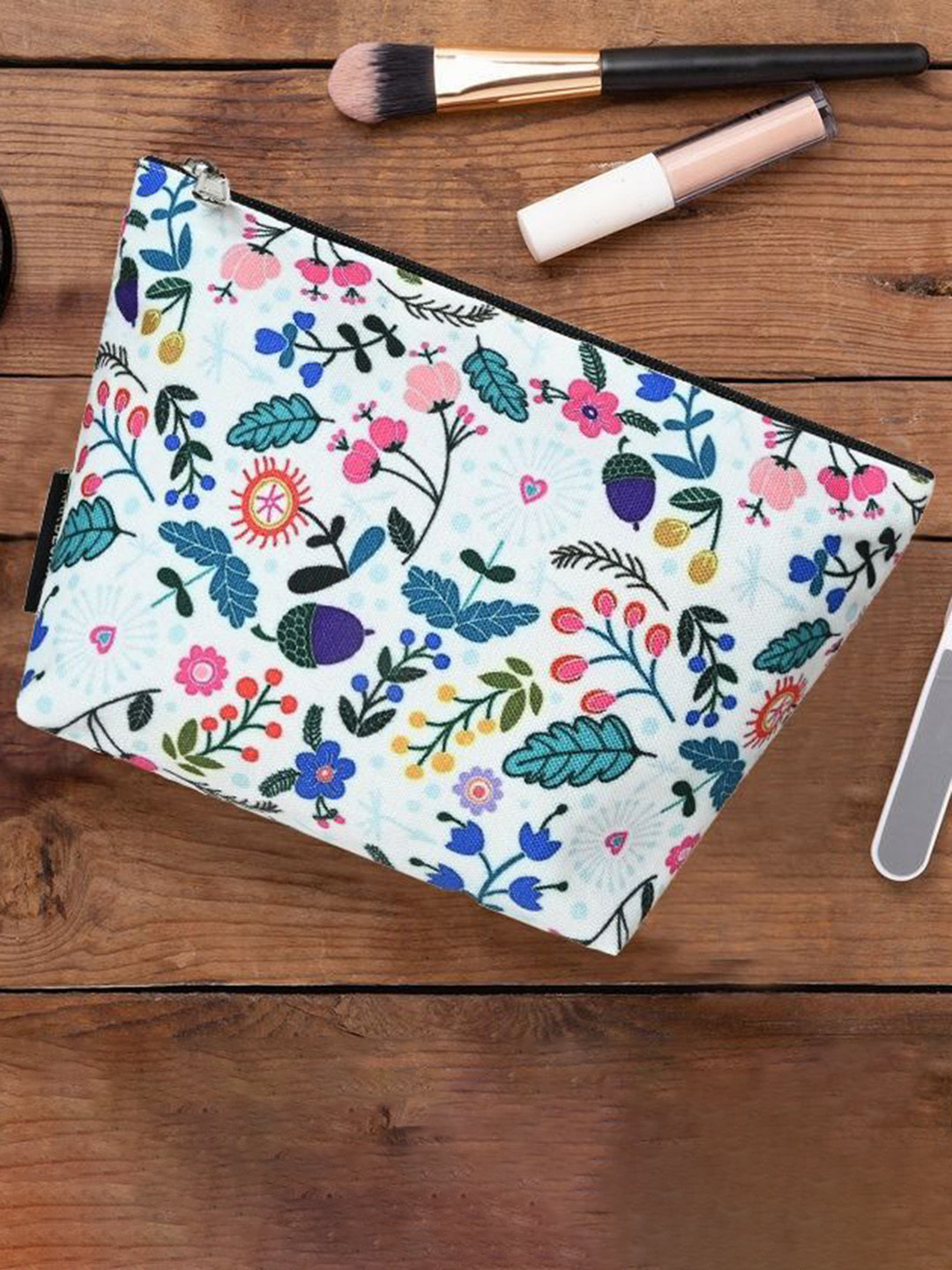 RAK DESIGNS Printed Cotton Canvas Makeup Pouch