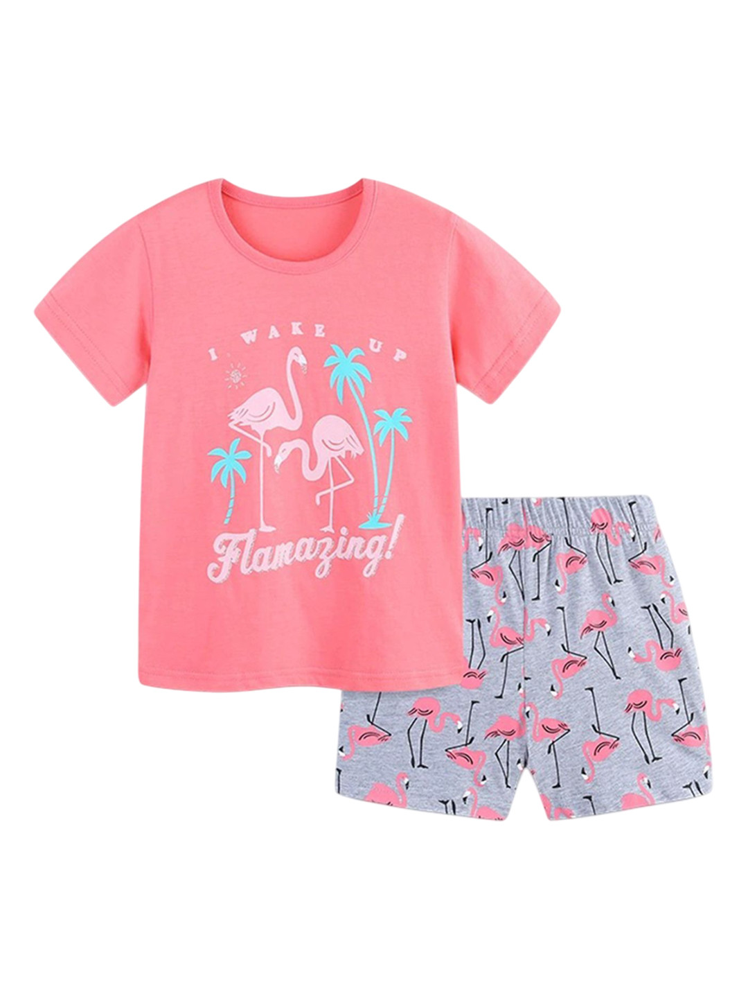 LULU & SKY Girl Tropical Printed T-shirt & Shorts Night suit