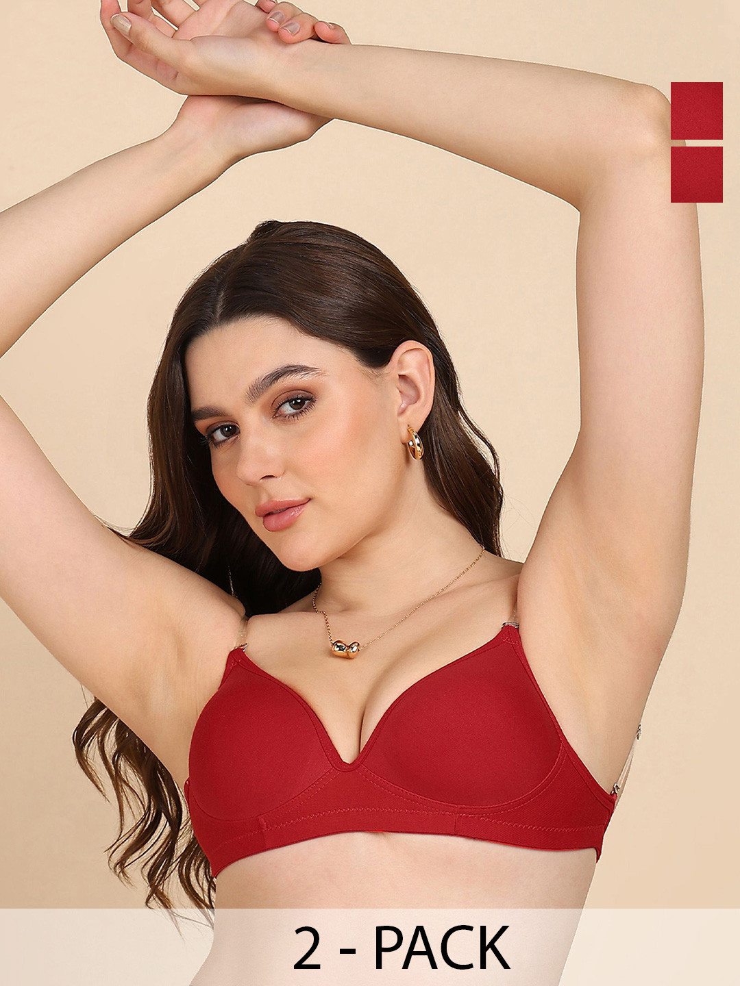 DressBerry  Pack of 2 Transparent Back Heavy Padded Bra